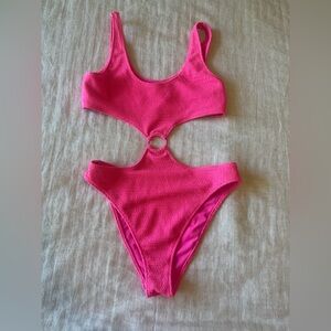 La Hearts Pink Cutout One Piece Swimsuit